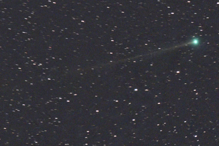 Cometa SWAN poate fi văzută în această imagine realizată de Virtual Telescope Project pe 6 octombrie. (Credit: Gianluca Masi)