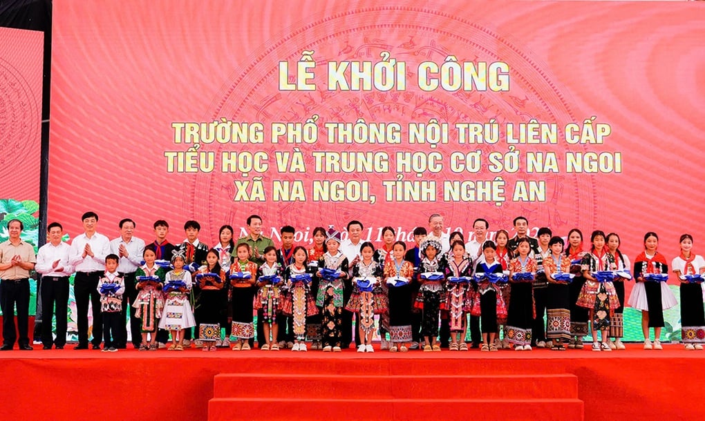 Tổng Bí thư Tô Lâm dự Lễ khởi công trường nội trú liên cấp ở Nghệ An - 3