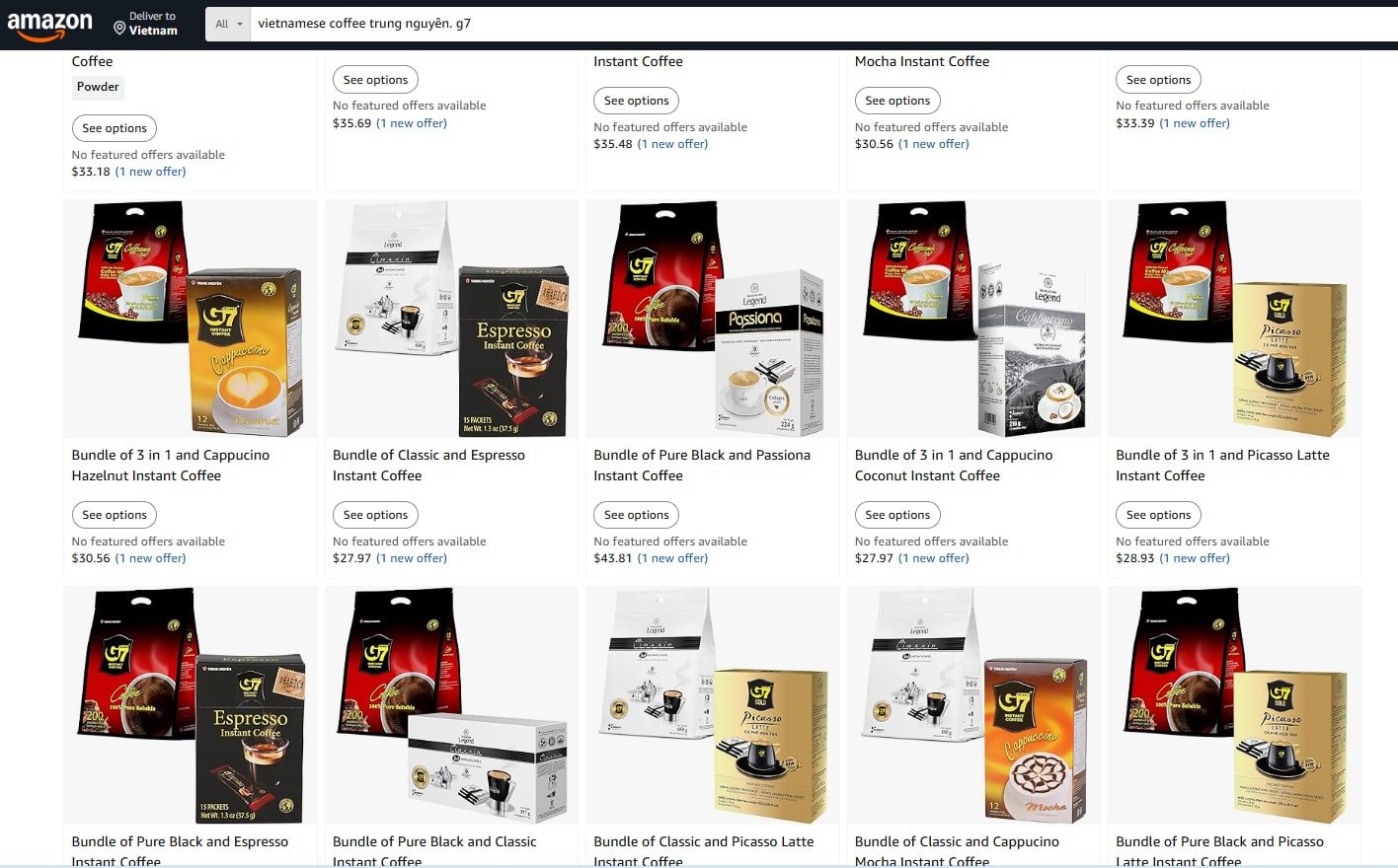 Productos de café de marca vietnamita a la venta en sitios de comercio electrónico de Amazon.jpg