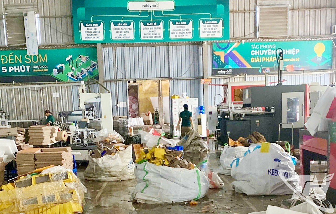 Die gesamte 1.500 Quadratmeter große Fabrik mit Zehntausenden Tonnen Papier und Waren der Tuan Hoang Brand Printing and Design Company Limited wurde überflutet, was großen Schaden anrichtete.