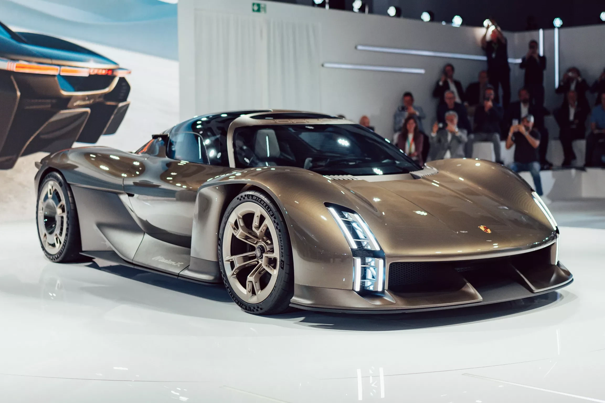 The all-electric hypercar concept Porsche Mission X represents the company's vision of the future.