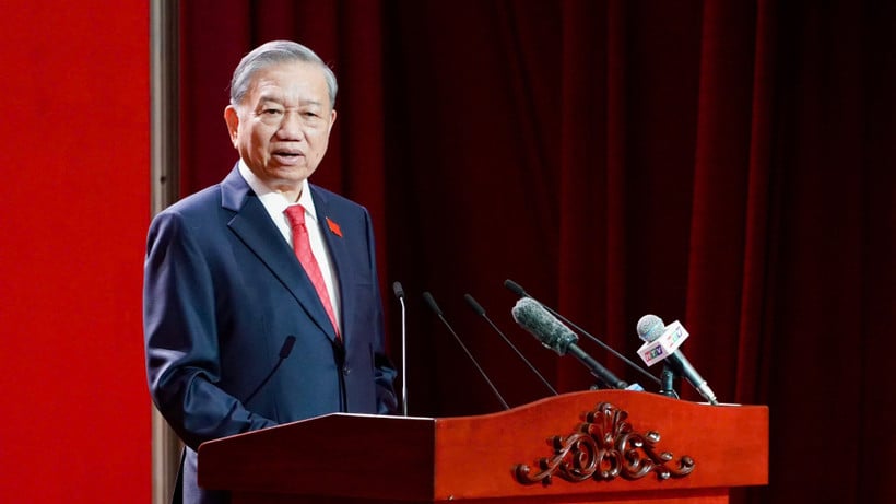 Tổng Bí thư Tô Lâm phát biểu chỉ đạo tại Đại hội đại biểu Đảng bộ Thành phố Hồ Chí Minh lần thứ I, nhiệm kỳ 2025-2030. (Ảnh: TTXVN)
