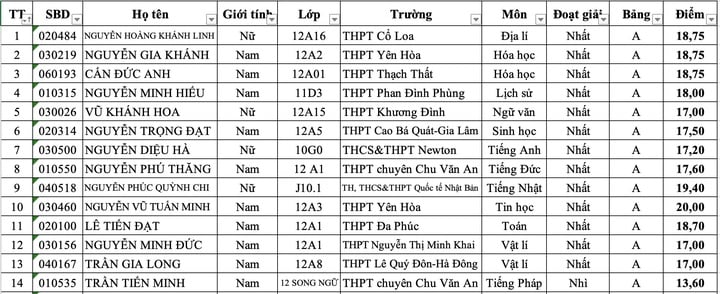 Lộ diện 34 thủ khoa ở kỳ thi chọn học sinh giỏi Hà Nội năm 2025 - 1