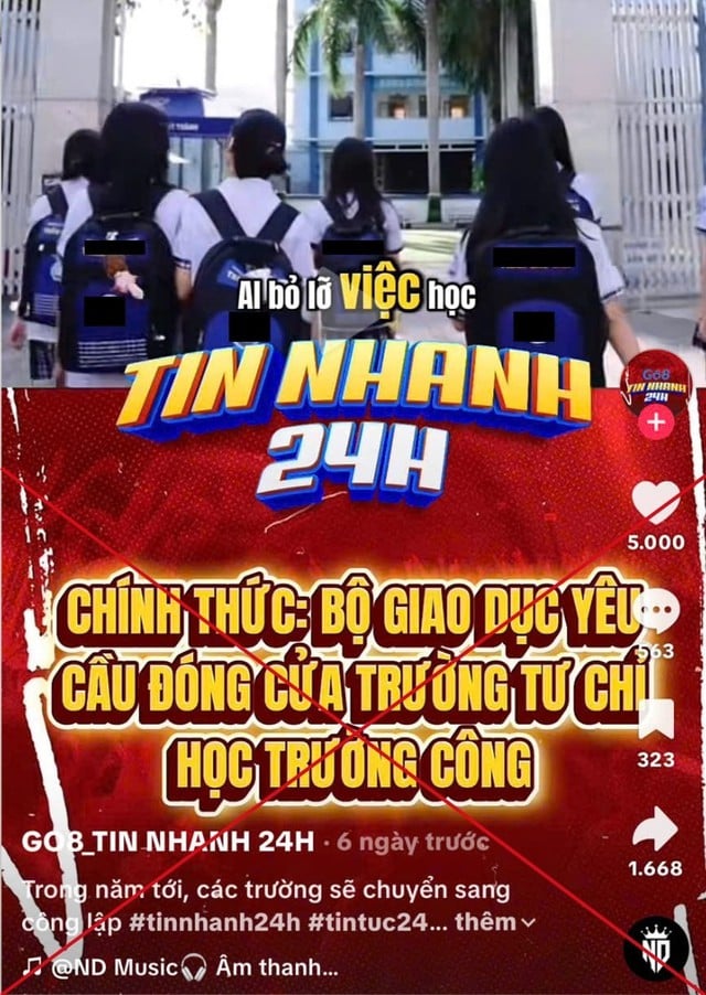 Ministério da Educação e Treinamento alerta contra informações falsas sobre dissolução de escolas particulares - Foto 2. Bộ GD - ĐT cảnh báo thông tin sai sự thật về việc giải tán trường tư - Ảnh 2.