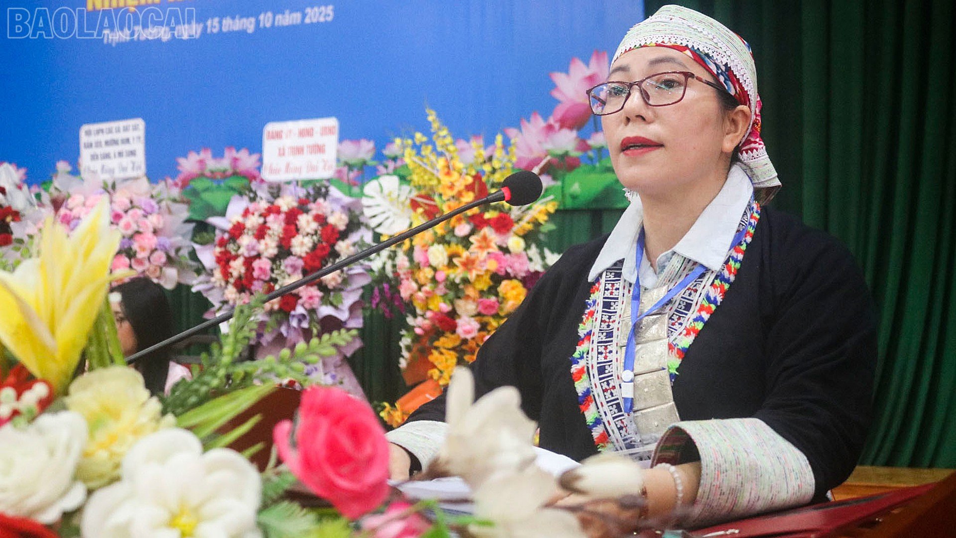 Chủ tịch Hội Liên hiệp Phụ nữ xã Trịnh Tường phát biểu khai mạc đại hội.