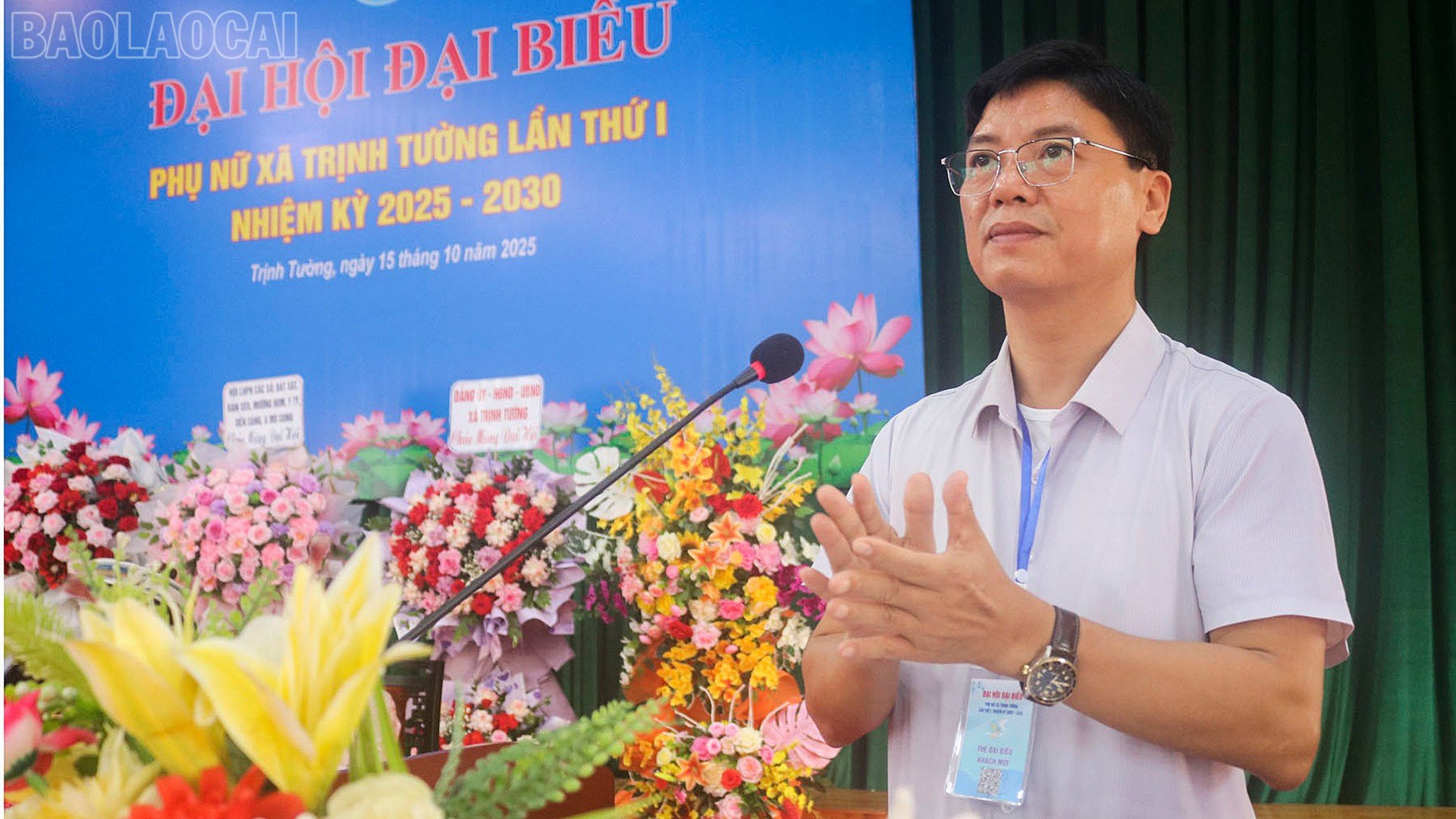 Đồng chí Phạm Tất Cường - Phó Bí thư Thường trực Đảng ủy xã phát biểu chỉ đạo đại hội.