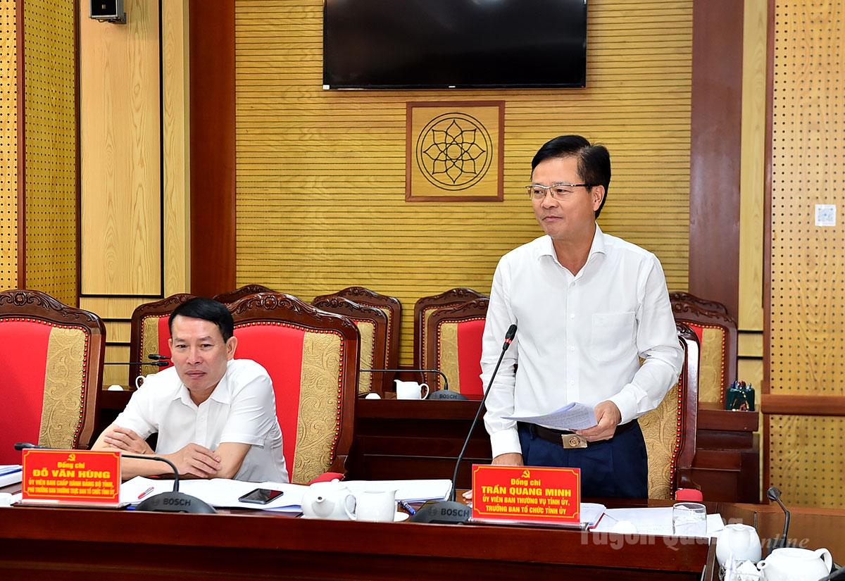 O camarada Tran Quang Minh, chefe do Comitê Organizador do Comitê Provincial do Partido, discursou na reunião.