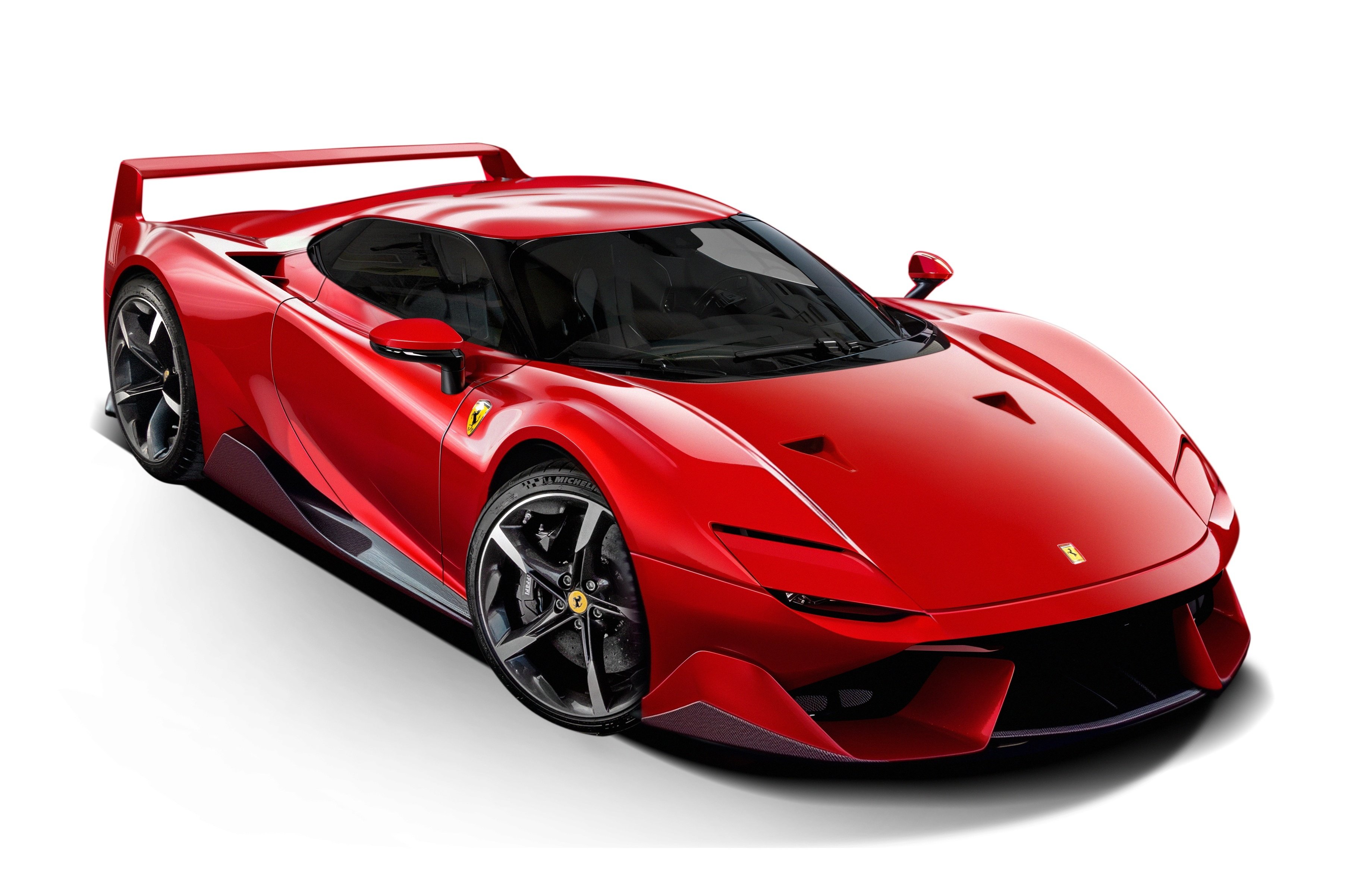 سيارة فيراري F40 الخارقة الكلاسيكية باللون الأحمر، رمز التصميم والأداء للعلامة التجارية.