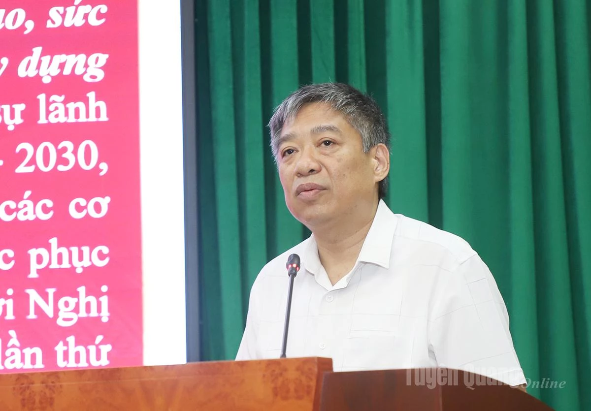 Komrad Nguyen Hong Trang, ahli Jawatankuasa Tetap Parti Wilayah, Timbalan Setiausaha Tetap Jawatankuasa Parti bagi agensi-agensi Parti Wilayah, menyebarkan Resolusi pada persidangan itu.