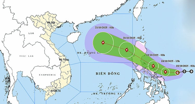 Location and path of the tropical depression. Photo: thoitietvietnam