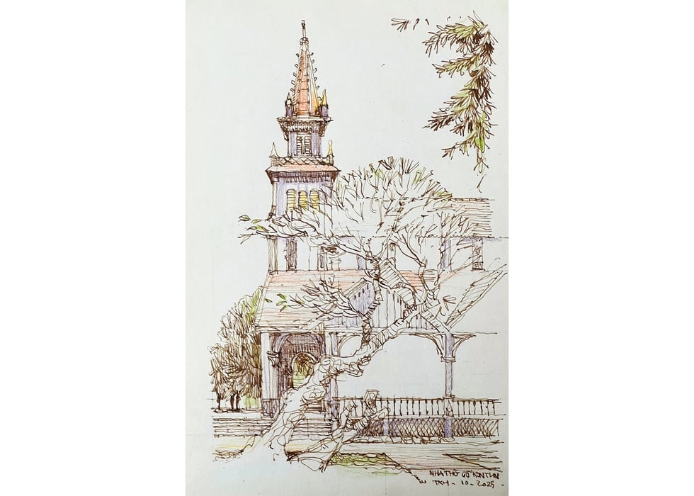 Church made from cajeput wood pulled from the forest by elephants - Photo 7. Nhà thờ làm từ gỗ cà chít được voi kéo từ rừng về- Ảnh 7.