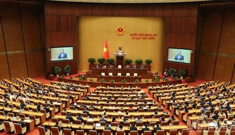 Quang cảnh phiên họp ở hội trường tại Kỳ họp thứ 9, Quốc hội khóa XV. (Ảnh: DUY LINH)
