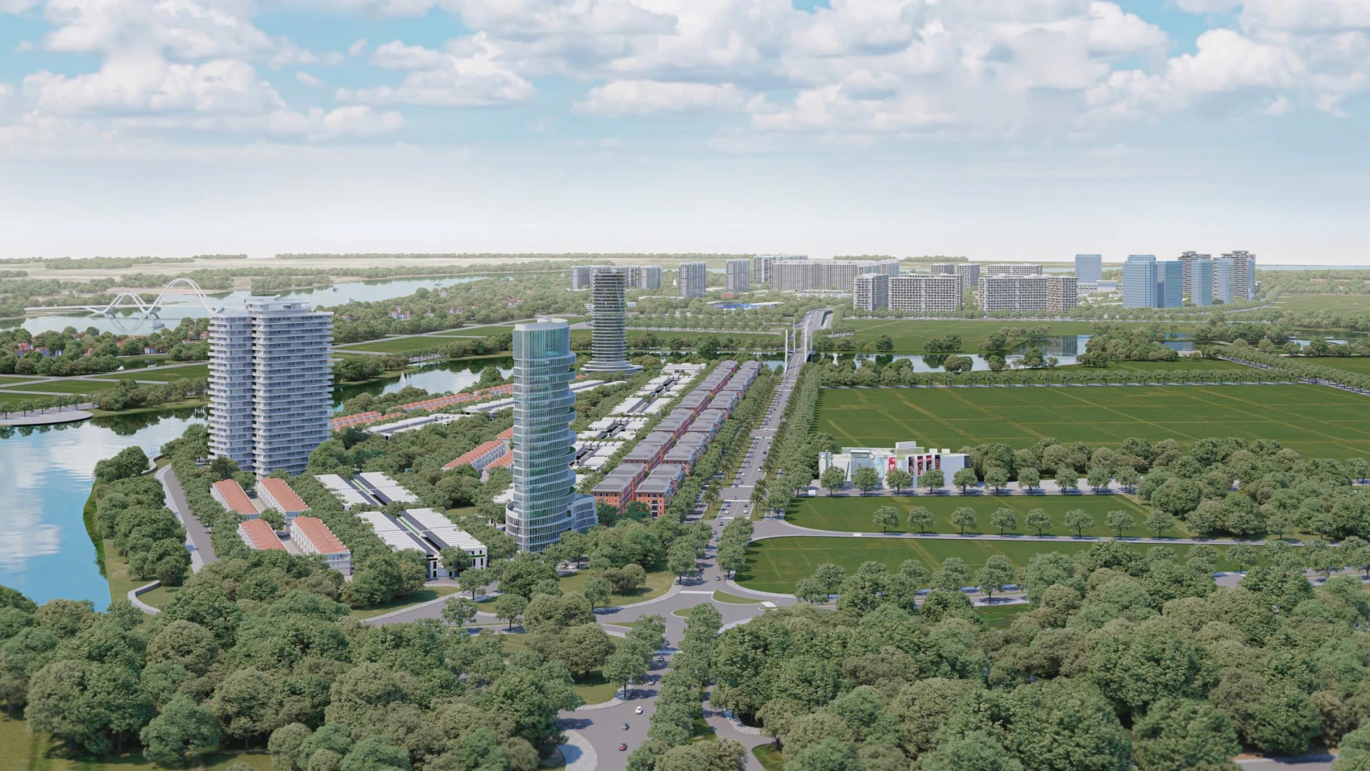 Perspektive des gemischt genutzten Stadtgebiets westlich des Flusses Le Ky – Foto: Sun Group