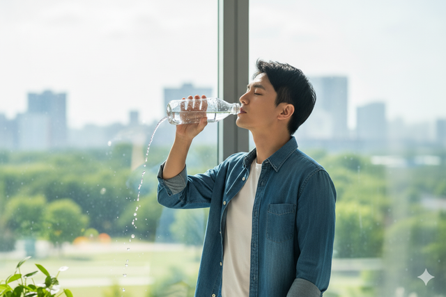 Đứng uống nước có gây hại tim, thận? - Ảnh 1.