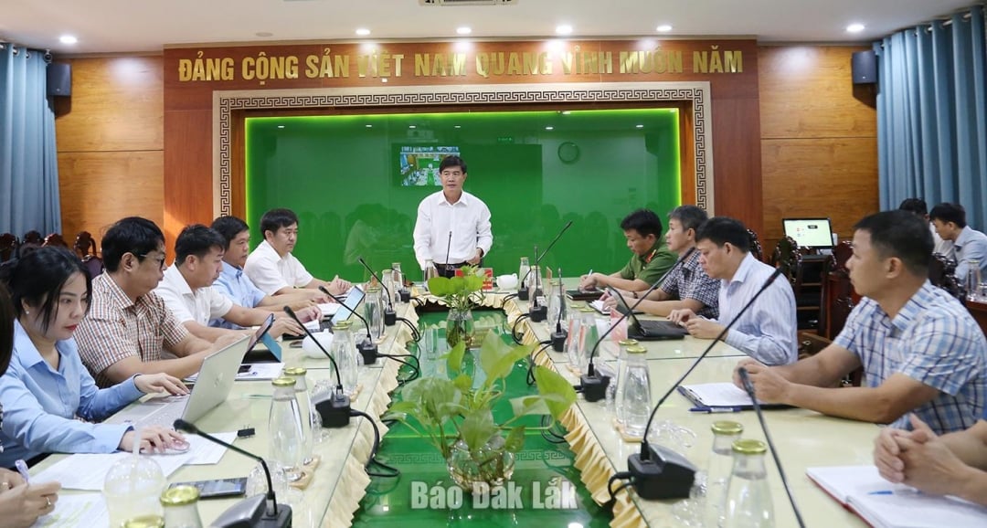 Vice Chairman of the Provincial People's Committee Nguyen Thien Van spoke at the conference