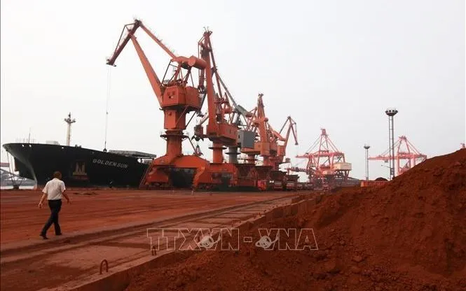Đất hiếm chuẩn bị xuất khẩu được bốc xếp tại Liên Vân Cảng, tỉnh Giang Tô, Trung Quốc. Ảnh: AFP/TTXVN
Đất hiếm chuẩn bị xuất khẩu được bốc xếp tại Liên Vân Cảng, tỉnh Giang Tô, Trung Quốc. Ảnh: AFP/TTXVN