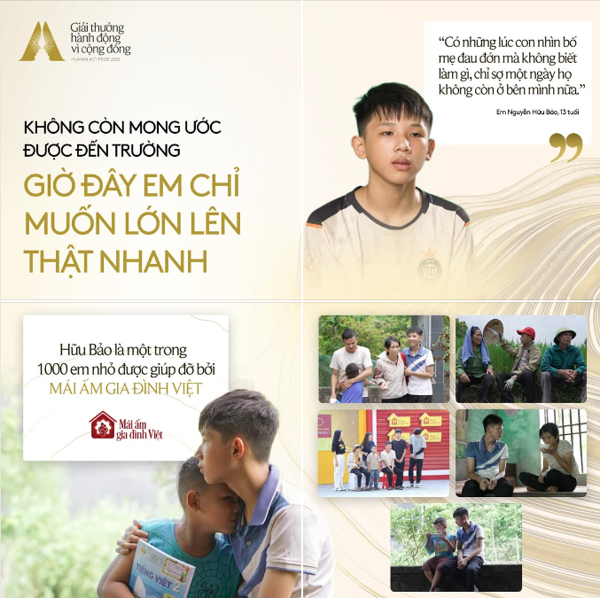 Huu Bao's story, shared on the official page of the Human Act Prize 2025, is creating a positive and widespread effect.