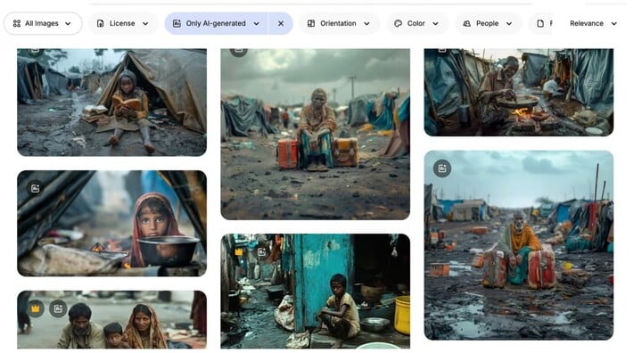 Screenshot eines KI-generierten Bildes zum Thema „Armut“ auf einer Foto-Website. (Foto: Freepik)