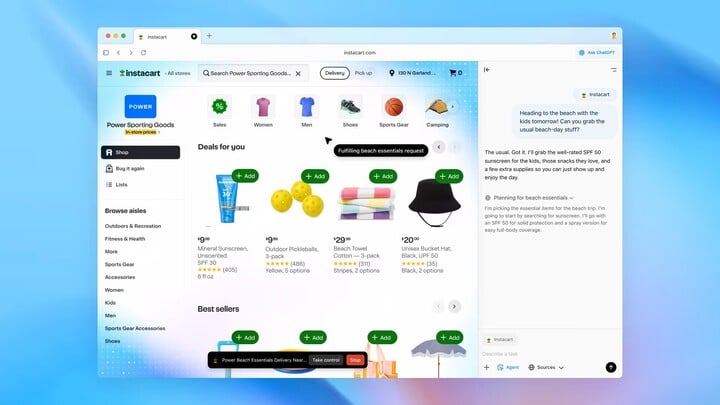 AI-webbläsaren ChatGPT Atlas öppnar en ny era från sökning till shopping, allt med bara en konversation. (Källa: OpenAI)