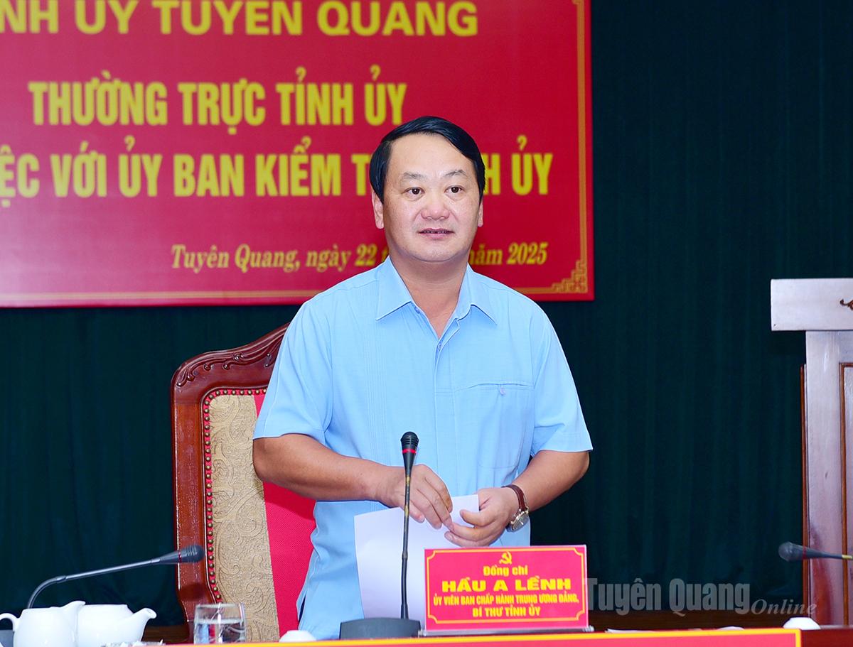 Provincial Party Secretary Hau A Lenh delivered a concluding speech at the working session.