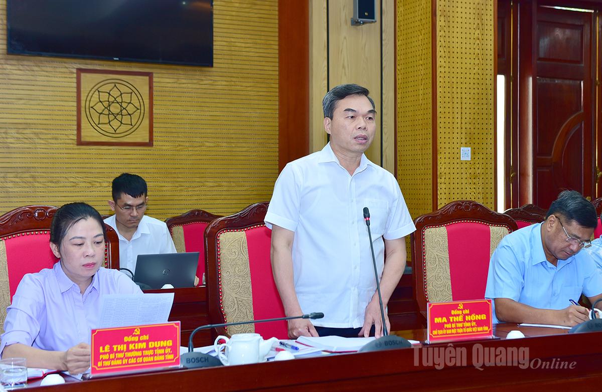 Comrade Ma The Hong, Deputy Secretary of the Provincial Party Committee, Chairman of the Provincial Fatherland Front Committee spoke at the meeting.
