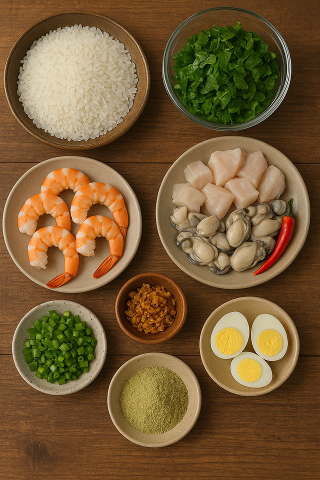 កំណែទំនើប - បបរគ្រឿងសមុទ្រ Hai Phong - រូបថត ៥. Phiên bản hiện đại – Cháo khoái hải sản đất Cảng - Ảnh 5.