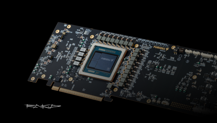 Circuit integrat cu cip AI Furiosa Renegade - produs al companiei coreene de semiconductori FuriosaAI.