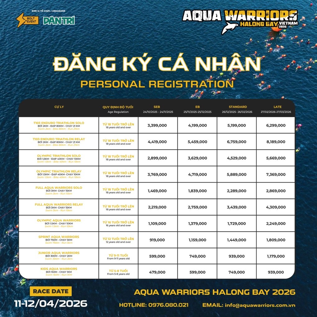 Mở cổng đăng ký giải đấu 2-3 môn phối hợp Aqua Warriors Ha Long Bay 2026 - 3