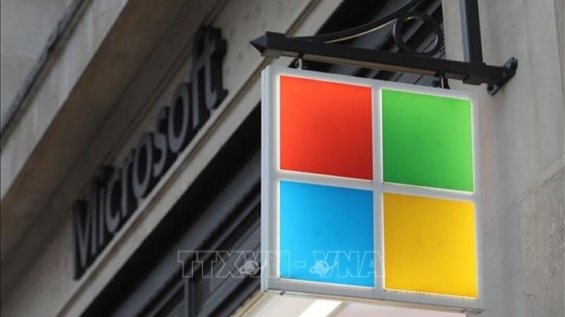 Logotipo da Microsoft em Londres, Reino Unido. Foto: THX/TTXVN
