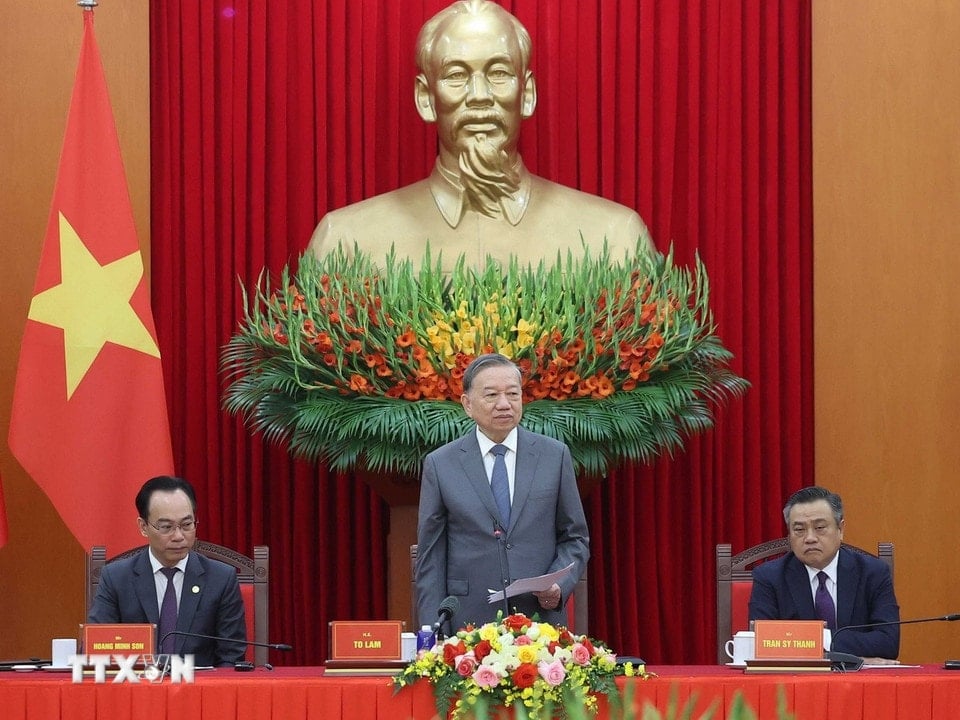 เลขาธิการโต ลัม กล่าวสุนทรพจน์ (ภาพ: Thong Nhat/VNA)