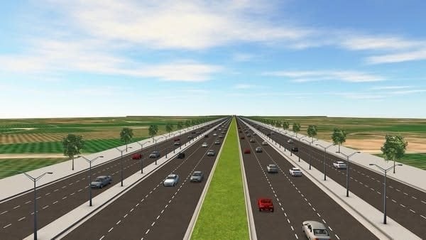 12-felts rutemodell: Ruteprosjekt fra krysset Le Duan - Truong Chinh til motorveikrysset og landfondet på begge sider av veien
