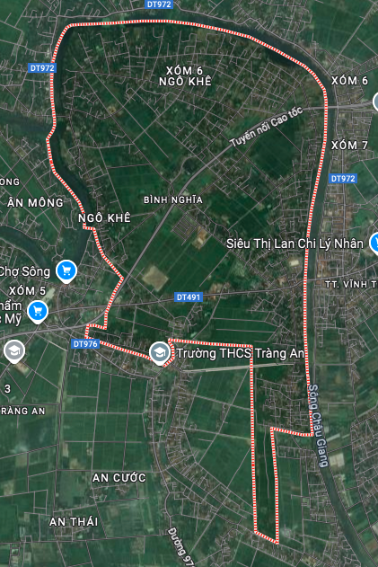 Bản đồ vệ tinh khu vực xã Bình Nghĩa, huyện Bình Lục, tỉnh Hà Nam.