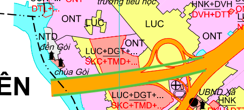 Bản đồ quy hoạch sử dụng đất xã Bình Nghĩa đến năm 2030, thể hiện các tuyến đường sẽ mở.