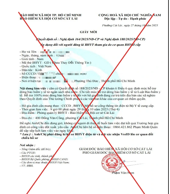 Utger sig för att vara Ho Chi Minh-stadens socialförsäkringsbolag,