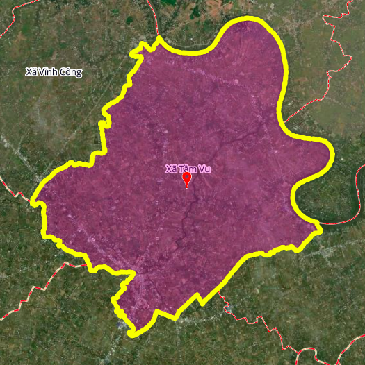 Harta cu localizarea geografică a comunei Tam Vu, districtul Chau Thanh, provincia Long An.