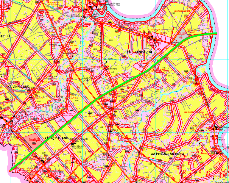 Schema de planificare a drumului provincial 827E care trece prin comuna Tam Vu.