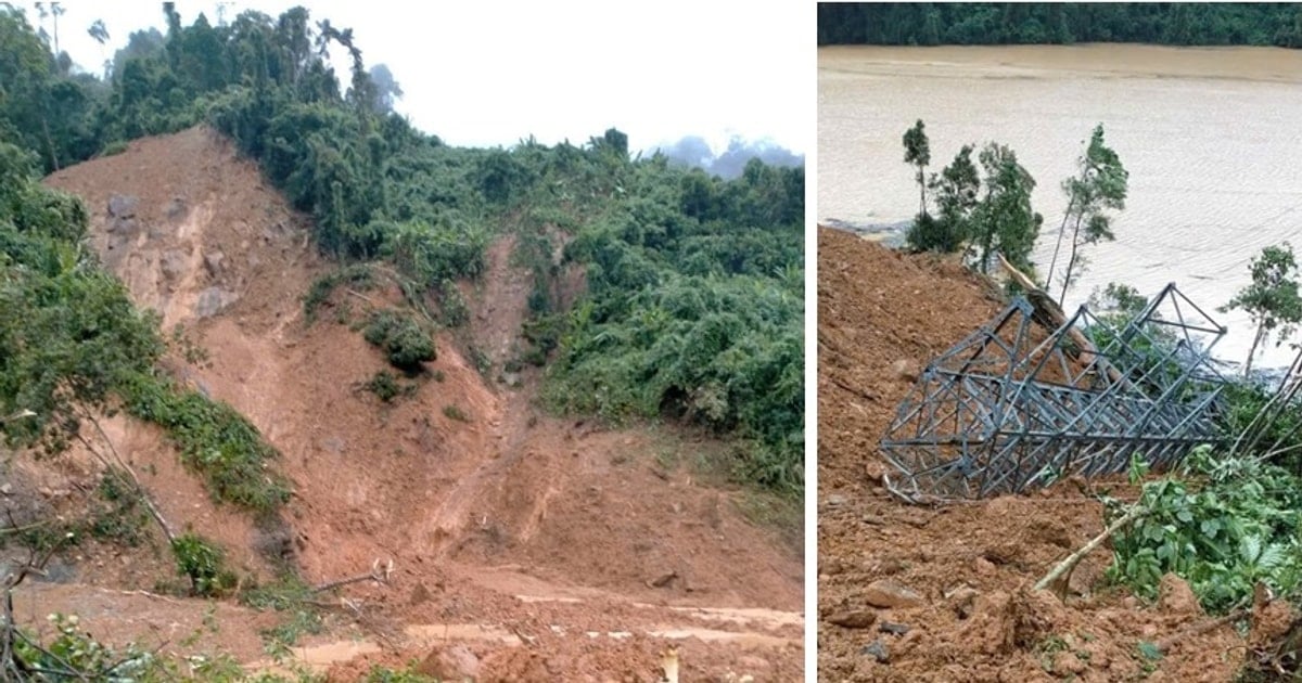 Sạt lở đất gây mất điện toàn bộ khu vực Phước Sơn