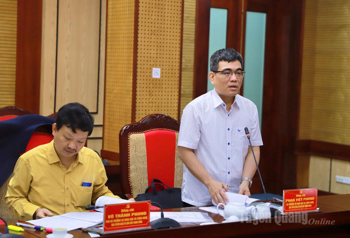 ថ្នាក់ដឹកនាំនាយកដ្ឋានវិទ្យាសាស្ត្រ និងបច្ចេកវិទ្យា គណៈកម្មការឃោសនាកណ្តាល និងចលនាមហាជនបានថ្លែងក្នុងកិច្ចពិភាក្សា