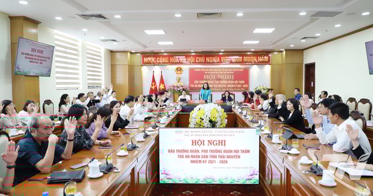 Các Hội thẩm biểu quyết bầu Trưởng đoàn Hội thẩm Tòa án nhân dân tỉnh nhiệm kỳ 2021-2026.