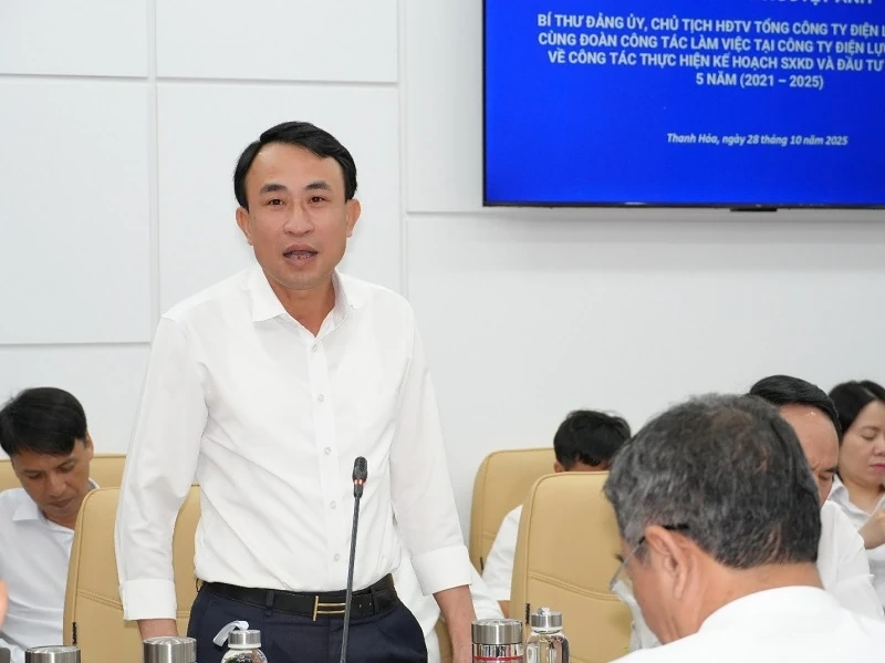 EVNNPC:s styrelseordförande Do Nguyet Anh arbetar med Thanh Hoa Electricity Company
