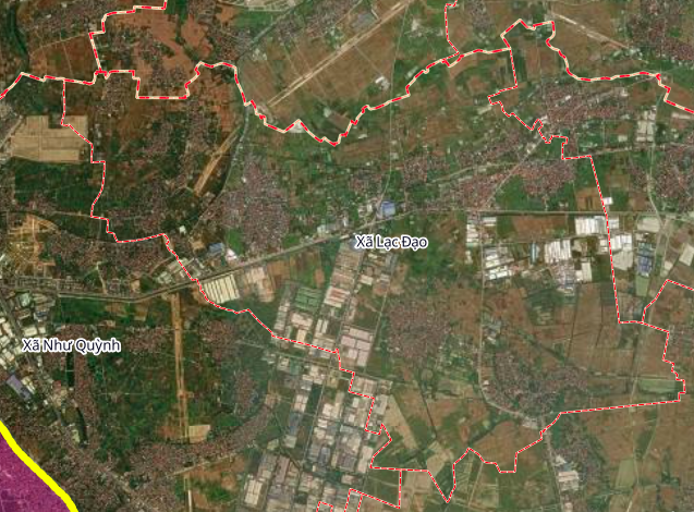 Mapa nové obce Lac Dao v provincii Hung Yen po sloučení tří starých obcí.