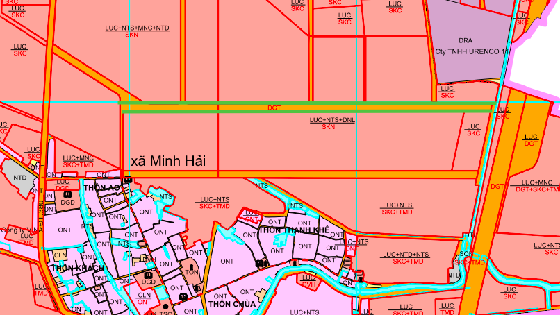 Plánovací mapa zobrazuje trasu rovnoběžnou s trasou vedoucí přes vesnici Ao.