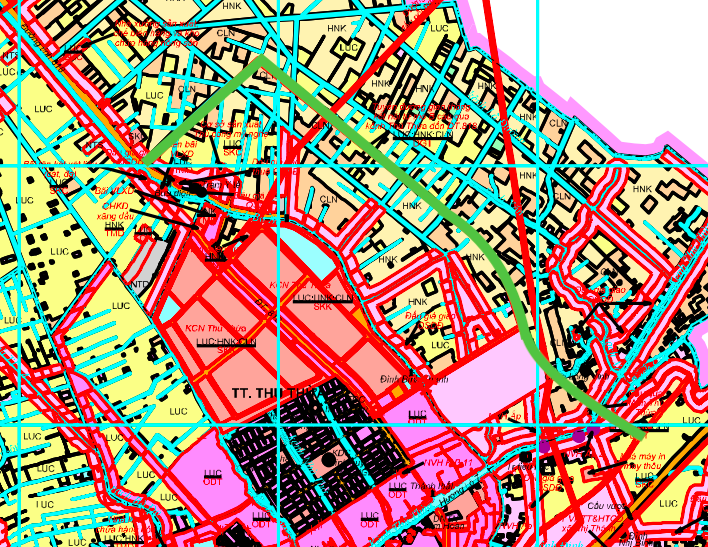 Planeringskarta över rutten som korsar provinsväg 818, som förbinder de två stränderna av Thu Thua-kanalen.