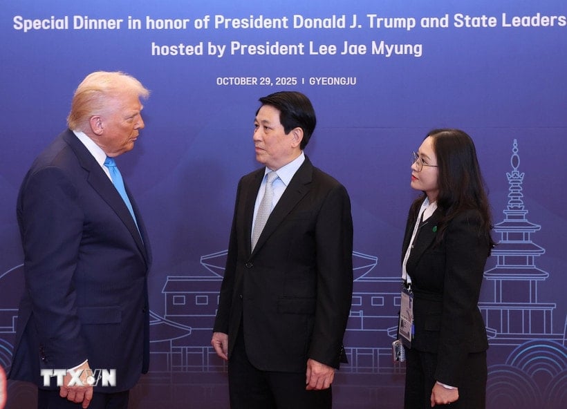 Luong Cuong elnök Donald Trump amerikai elnökkel. (Fotó: Lam Khanh/VNA)