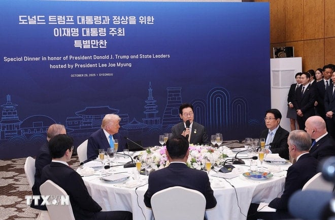 Luong Cuong elnök részt vett a Koreai Köztársaság elnöke, Lee Jae Myung által rendezett fogadáson. (Fotó: Lam Khanh/VNA) ttxvn-chu-tich-nuoc-du-chieu-dai-chao-mung-cua-tong-thong-han-quoc-8372872-8.jpg