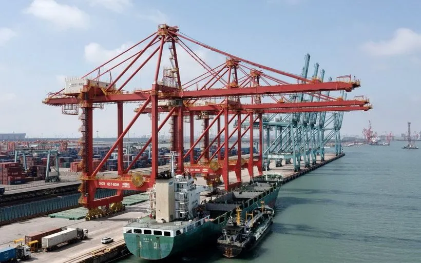 Quang cảnh cảng hàng hóa ở Busan (Hàn Quốc). (Ảnh: THX/TTXVN) 