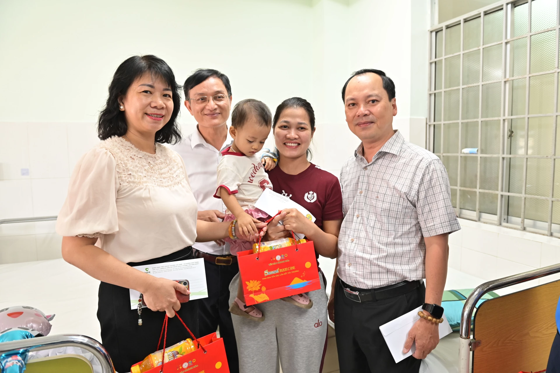 Visit and give gifts to sick children at the hospital's Pediatrics Department.