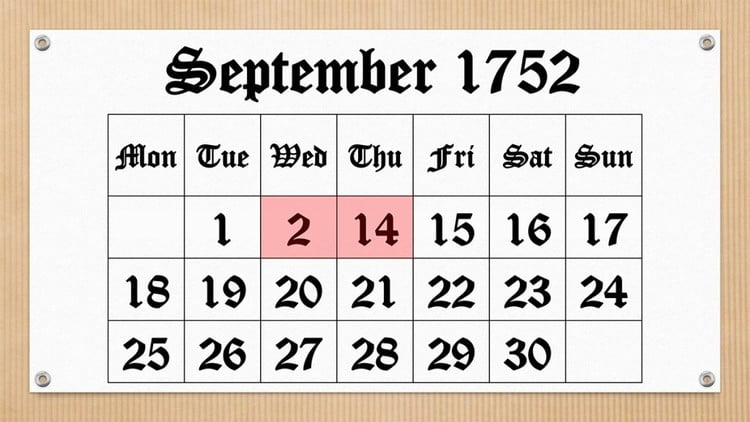 ການແກ້ໄຂຄວາມລຶກລັບນີ້ແມ່ນມາຈາກການປ່ຽນແປງປະຕິທິນໃນປະເທດອັງກິດ. ກ່ອນວັນທີ 2 ເດືອນກັນຍາປີ 1752, ປະເທດອັງກິດຍັງໃຊ້ປະຕິທິນ Julian ໃນຂະນະທີ່ປະເທດສ່ວນໃຫຍ່ໃນໂລກໄດ້ປ່ຽນໄປໃຊ້ປະຕິທິນ Gregorian. ຮູບພາບ: unchartedlancaster. lich-3.jpg