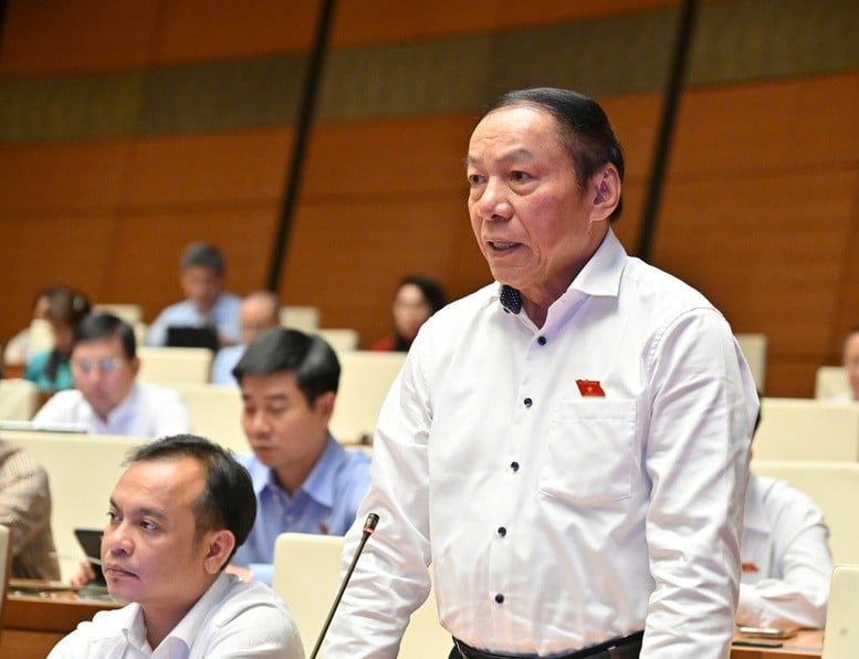 संस्कृति, खेल और पर्यटन मंत्री गुयेन वान हंग राष्ट्रीय सभा में भाषण देते हुए। फोटो: वीजीपी/नहत बाक