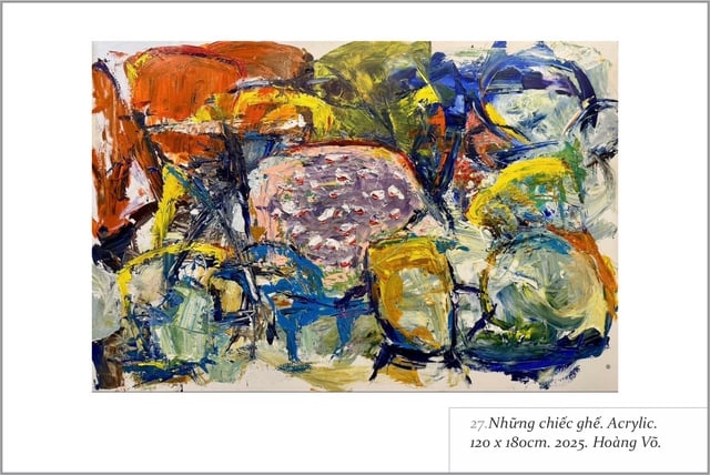 Họa sĩ Hoàng Võ và Đức Giang 'đối thoại' bằng cảm xúc và chiêm nghiệm- Ảnh 1.